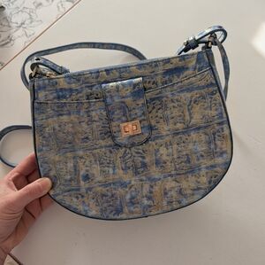 BRAHMIN Gold/Blue Croc Crossbody Bag